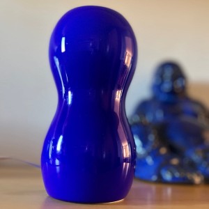 Kobaltowa lampka orzeszek, IKEA lata 90. 