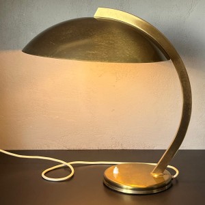 Mosiężna lampa stołowa art deco proj. Egon Hillebrand