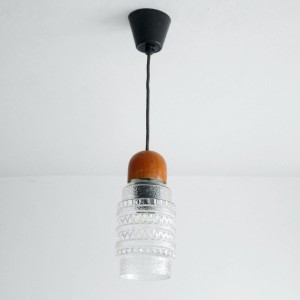Mała lampa sufitowa vintage ze szklanym kloszem