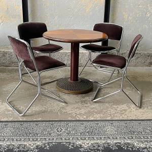Tapicerowane  krzesła rurkowe w stylu Bauhaus,  lata  70.  