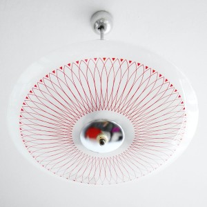Okrągła lampa Napako w geometryczny wzór, Czechosłowacja lata 60
