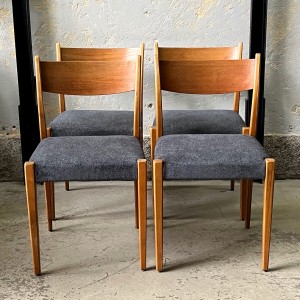 Tapicerowane krzesła z drewna tekowego, skandynawski dizajn