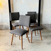 Krzesła w wełnianej tapicerce, lata 60