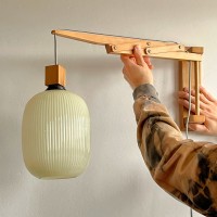 Rozkładany drewniany kinkiet harmonijka Czechosłowacja lata 60/70  