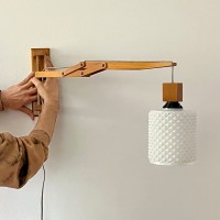 Rozkładany drewniany kinkiet harmonijka Czechosłowacja lata 60/70   