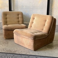 Sztruksowe fotele sofa modułowa z lat 70.