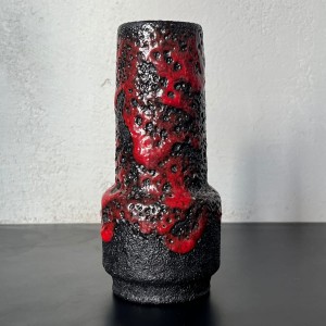 Czarno-czerwony  wazonik Jopeko Keramik Fat Lava 