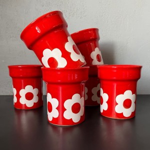 Czerwone ceramiczne kubki W.Germany 6 szt. 