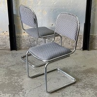 Modernistyczne krzesła z giętych chromowanych rurek komplet 2 szt.