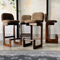 Tapicerowane dębowe hokery Brune z lat 70.