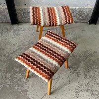 Stołek podnóżek vintage z lat 70. 