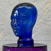 Kobaltowa szklana głowa  vintage  
