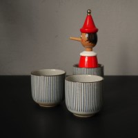 Filiżanka ceramiczna szkliwiona  w granatowe paski 200 ml  